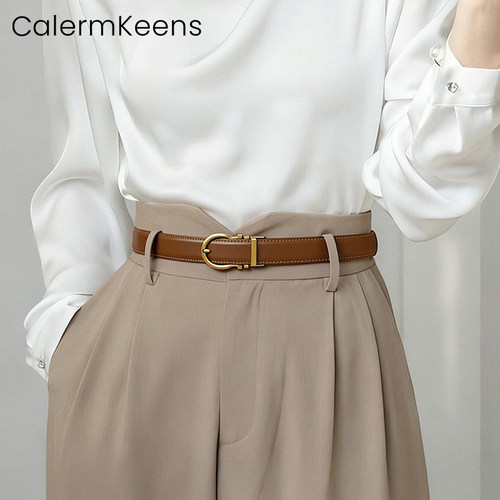 CalermKeens女士真皮牛皮腰带