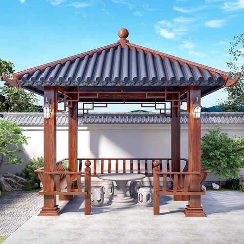 户外小区景区庭院铝艺凉亭厂家 铝合金仿古四角凉亭四角凉亭