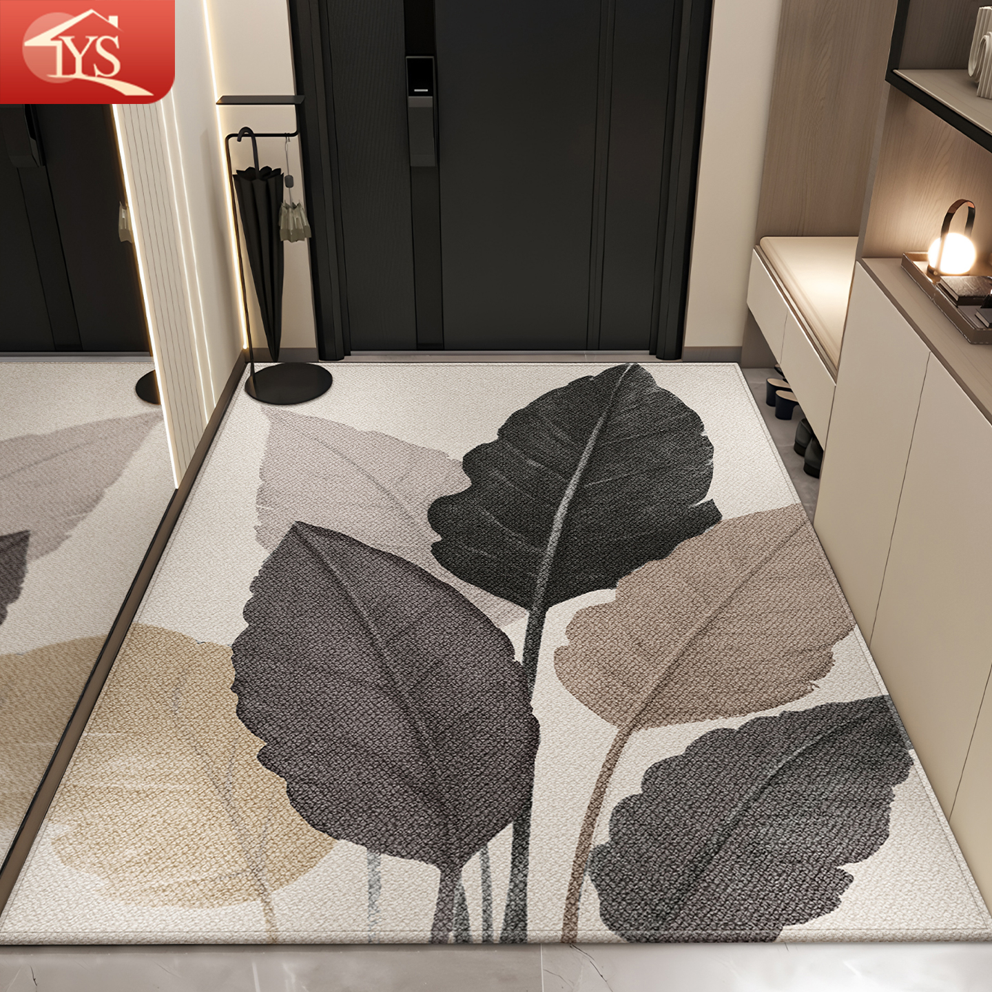现代简约轻奢叶子印花入户地垫
