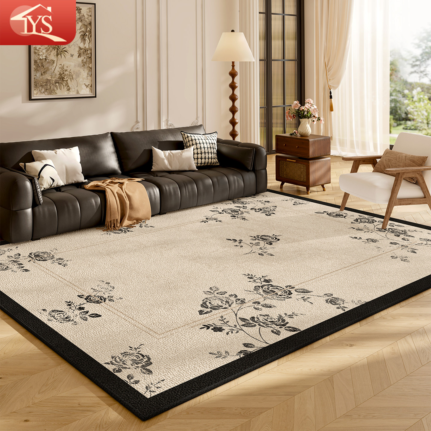 新款轻奢高级感地毯客厅法式中古风家用免洗可擦防水卧室沙发地垫,居家布艺,地毯,淘宝优惠券,粉丝福利购,淘宝优惠卷