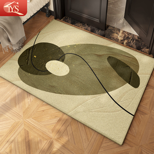 现代简约入户地垫家用门垫防滑几何图案米色棕色客厅地毯