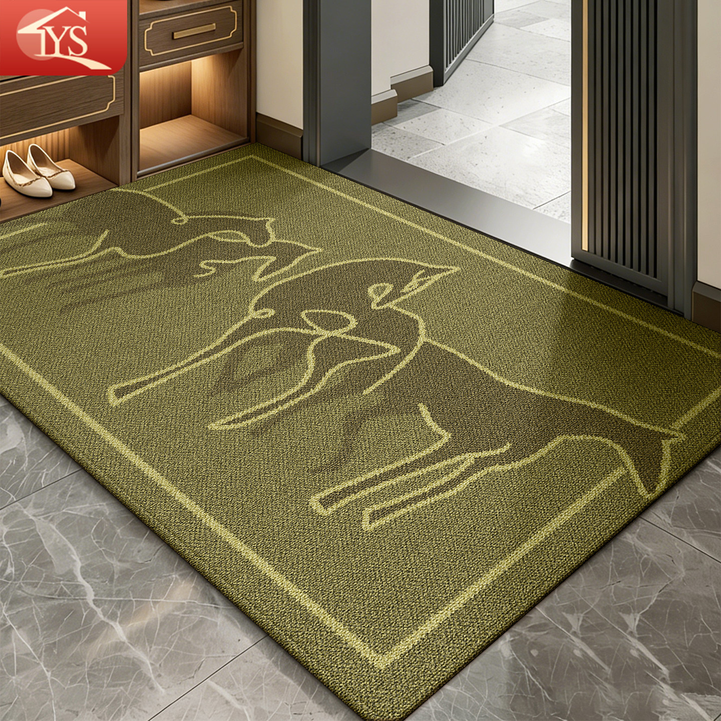 入户门地垫家用2026新款绿色门垫马年防滑复古进门玄关门口脚踏垫,居家布艺,入户地垫,淘宝优惠券,粉丝福利购,淘宝优惠卷