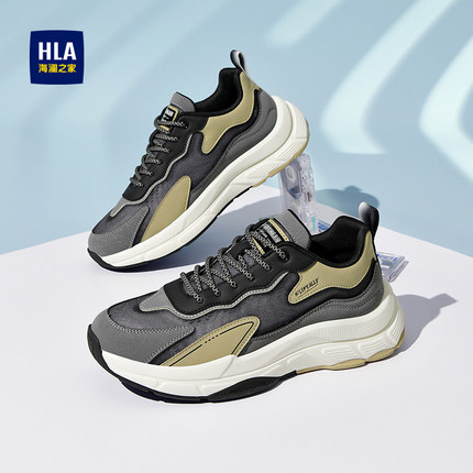 HLA/海澜之家男鞋2025春夏新款厚底拼接潮鞋子增高时尚运动休闲鞋