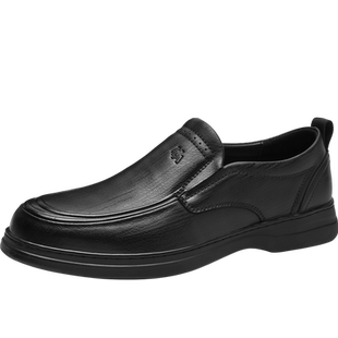 HLA/海澜之家男鞋2025春夏新款套脚软底舒适休闲皮鞋中年爸爸鞋