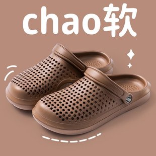 美式 百搭沙滩海边运动踩屎感情侣户外穿凉托 勃肯透气洞洞鞋 女夏季