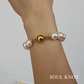 SOUL KNOT真多麻澳白金珠子多层叠戴极细磁吸珍珠进口施家手链