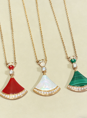 小裙子扇子天然红色新年节日项链