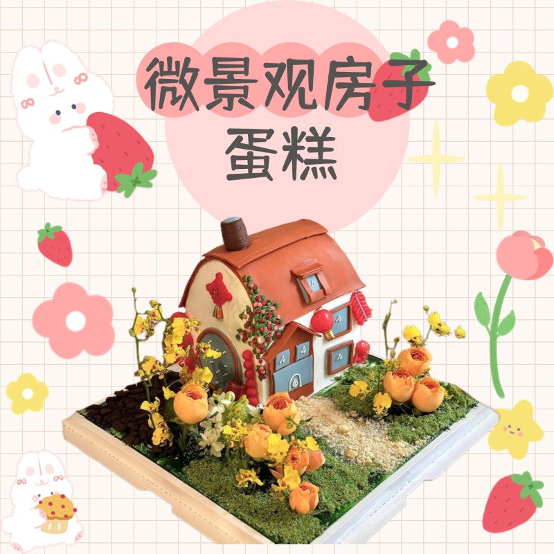 新款网红微景观房子生日蛋糕男女生创意定制高级同城配送