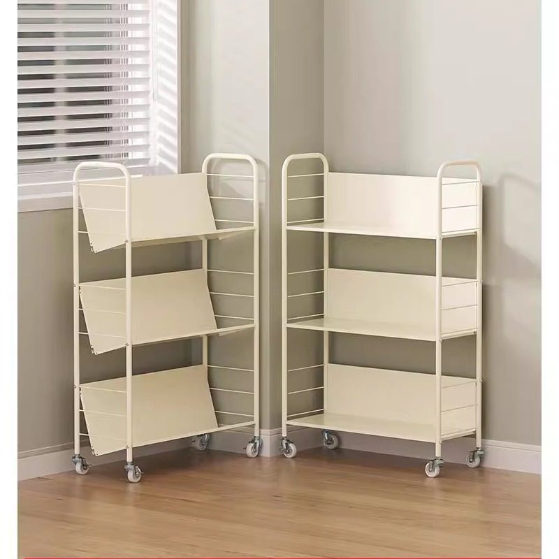 书架落地置物架可移动带轮儿童小书柜家用简易推车零食收纳架铁艺,收纳整理,家用收纳手推车,淘宝优惠券,粉丝福利购,淘宝优惠卷