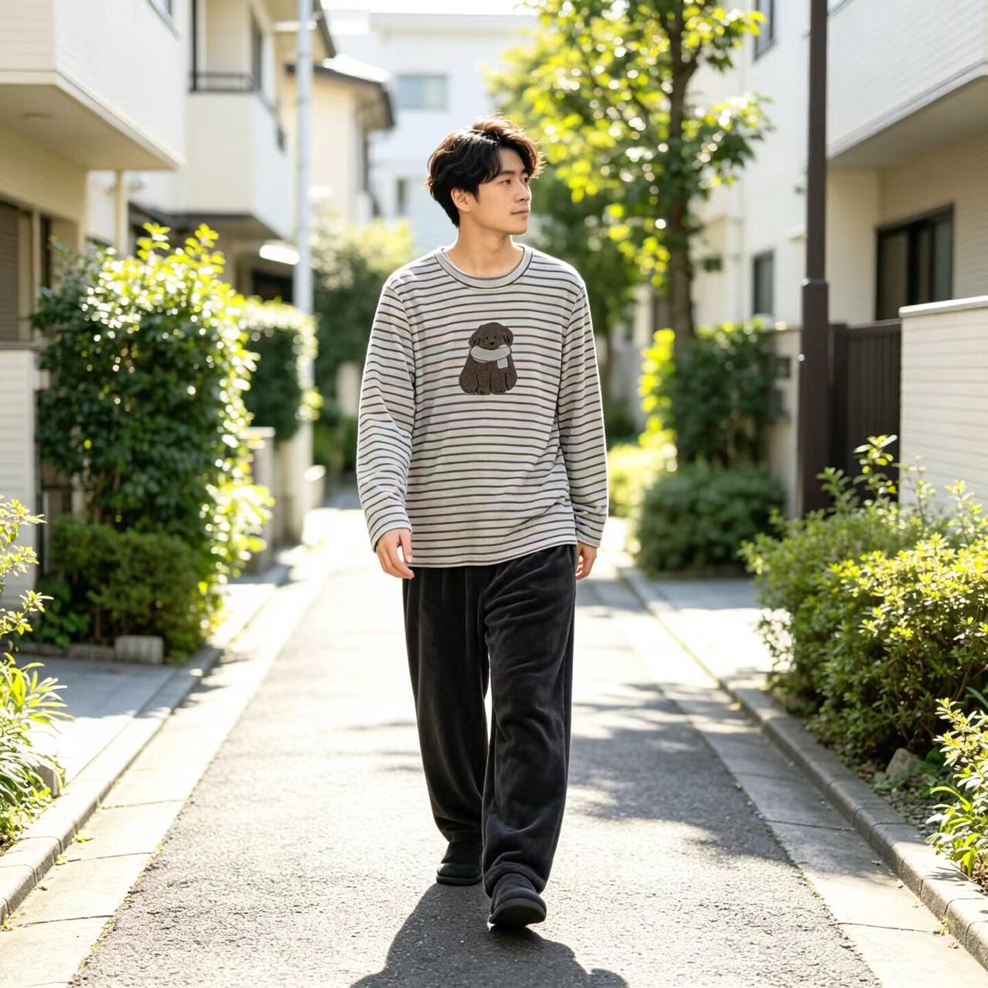 都市丽人男士海岛绒抗静电家居服