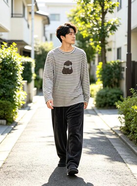 都市丽人男士海岛绒抗静电家居服
