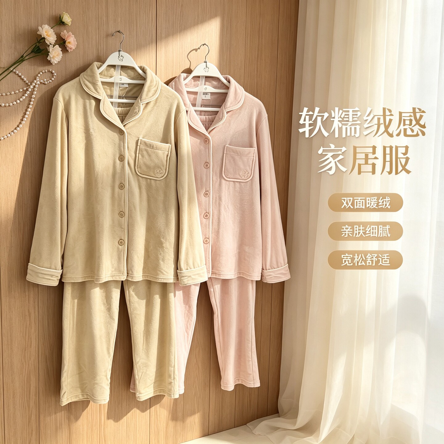 都市丽人海岛绒抗静电家居服套装
