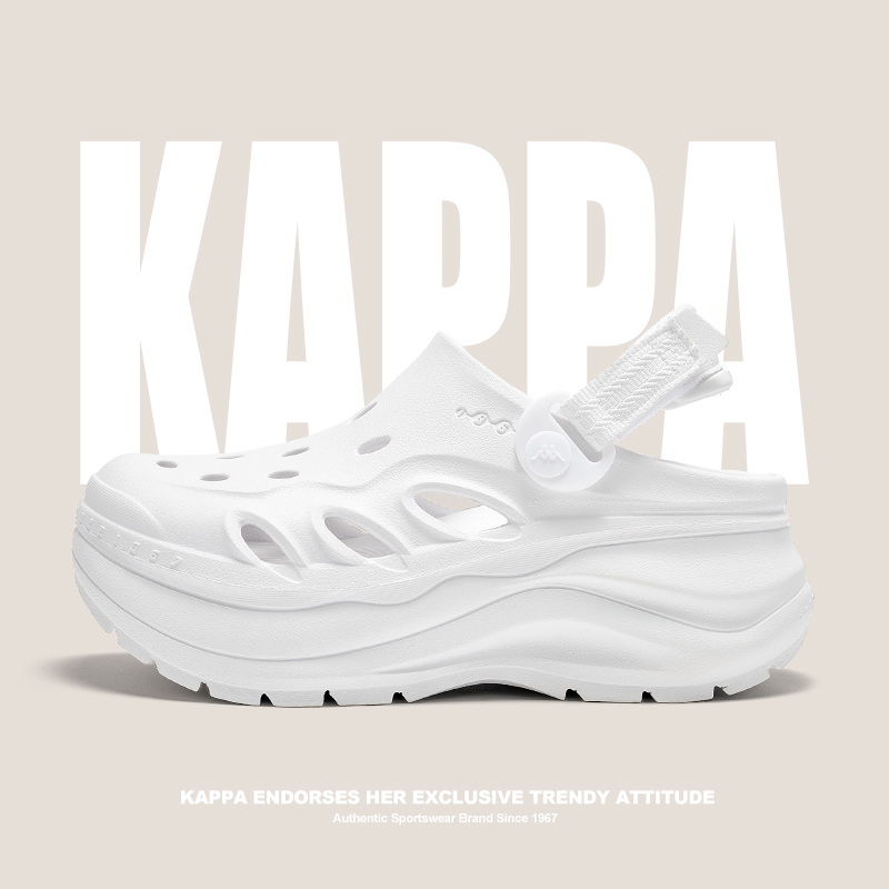 Kappa女洞洞鞋2025夏季新款厚底增高踩屎感凉鞋休闲外穿凉拖鞋子