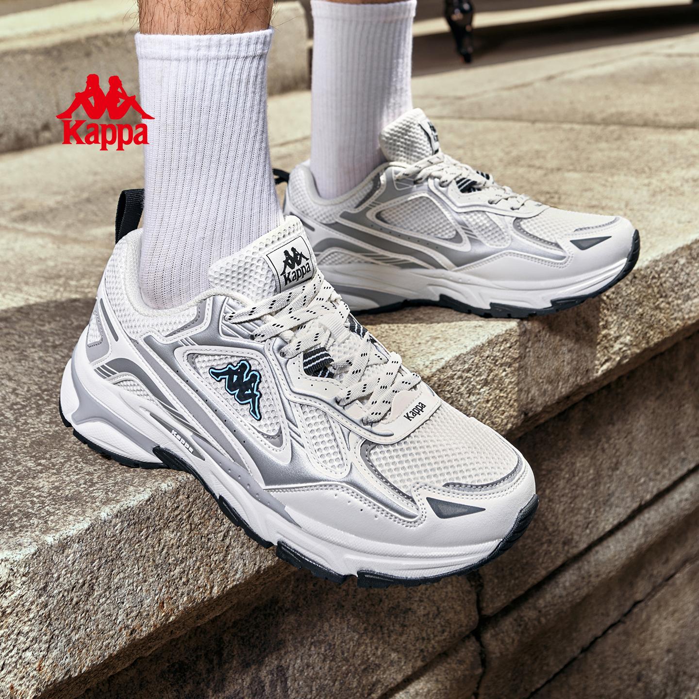 Kappa男鞋网面运动鞋厚底老爹鞋