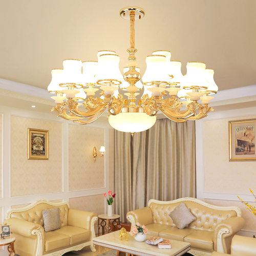 欧式吊灯客厅灯餐厅卧室灯2020新款简欧锌合金别墅吸吊两用吸顶灯