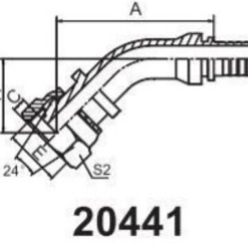 20441公制内螺纹45°弯24°锥带O型圈轻系列扣压软管接头
