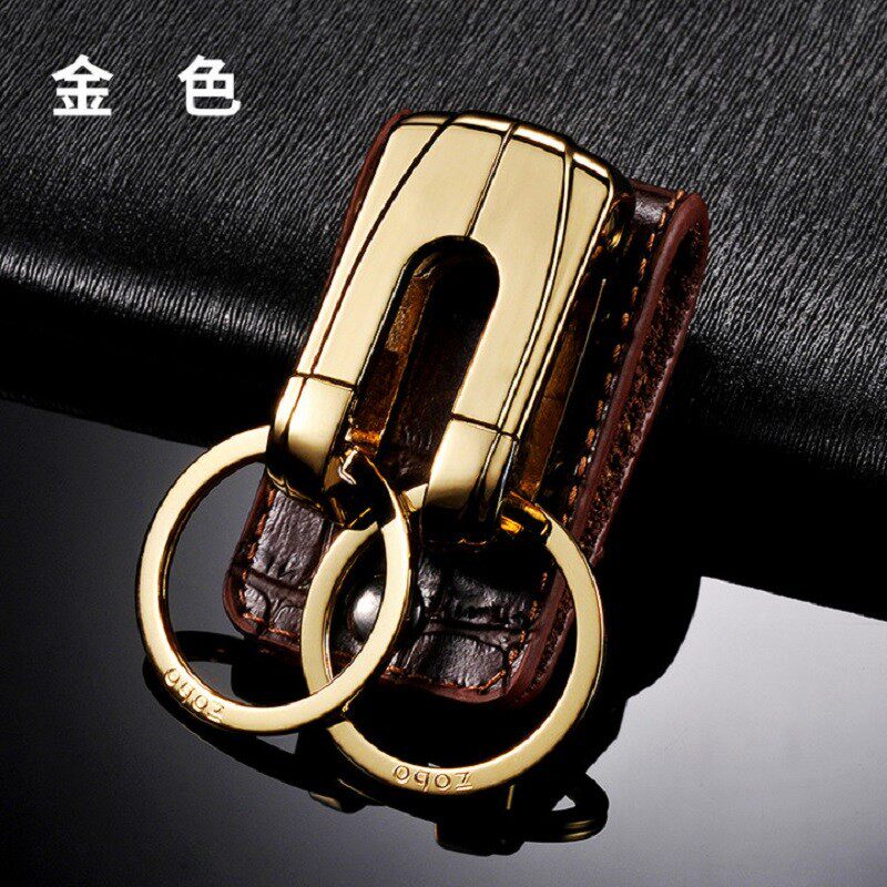 zobo正牌钥匙扣穿皮带男士腰挂双排扣汽车钥匙链圈环挂件创意礼品