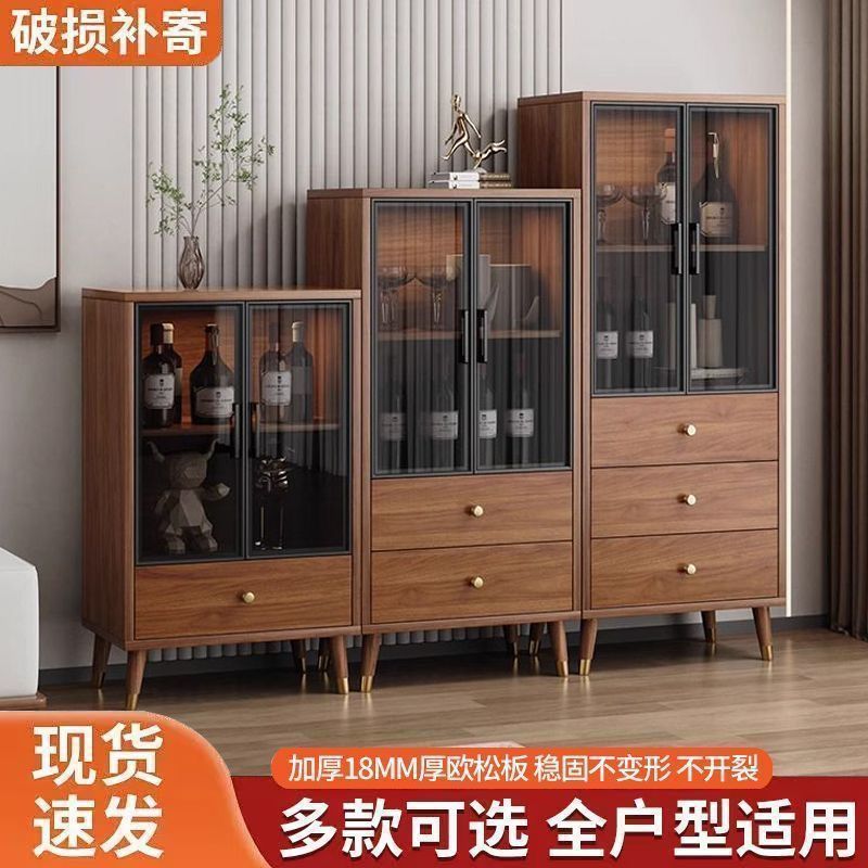 小户型中式玻璃无拉手餐边柜