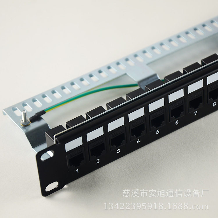 六类直通式24口配线架 RJ45水晶头直插 带后理线托架
