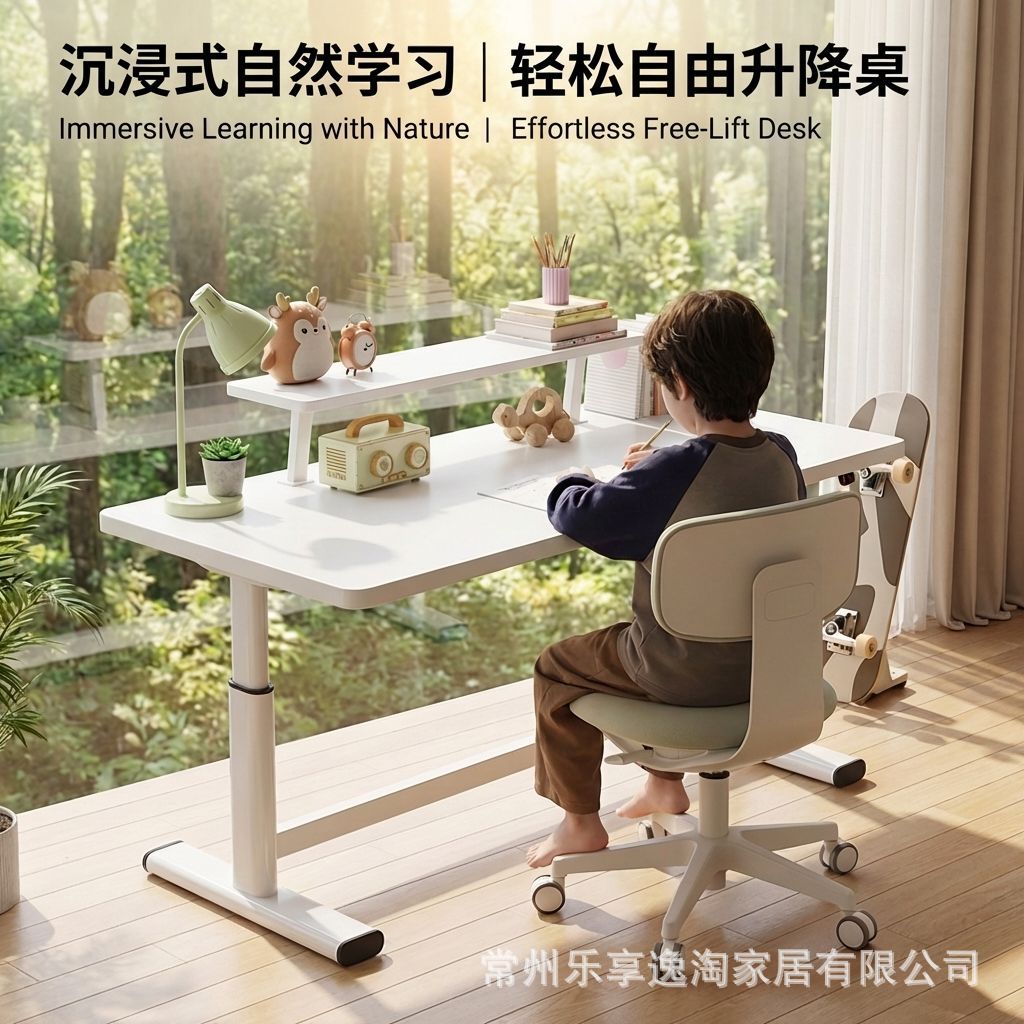 升降桌手摇儿童学习桌学生书桌简约卧室家用办公台式写字桌电脑桌