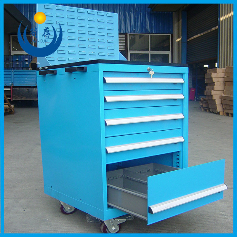 沈阳重型移动方孔百叶挂板工具车标准分割单轨工具车分隔槽工具柜