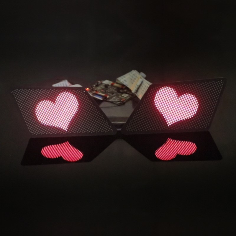 三为车灯新款5V 12V可选菱形可编辑LED恶魔眼车灯改装装饰灯