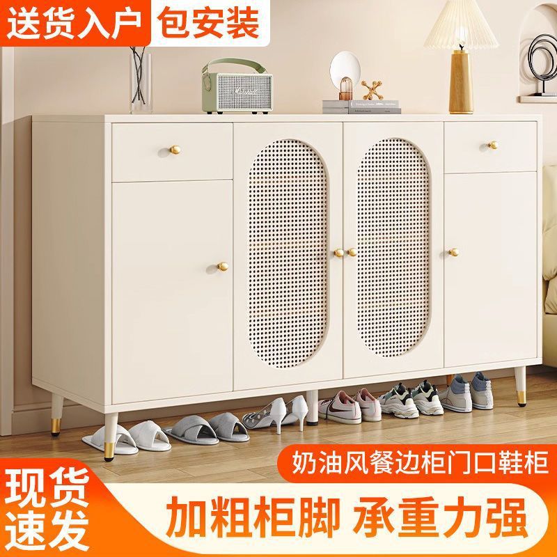 法式鞋柜家用门口入户玄关柜鞋架一体大容量靠墙边柜储物柜收纳柜