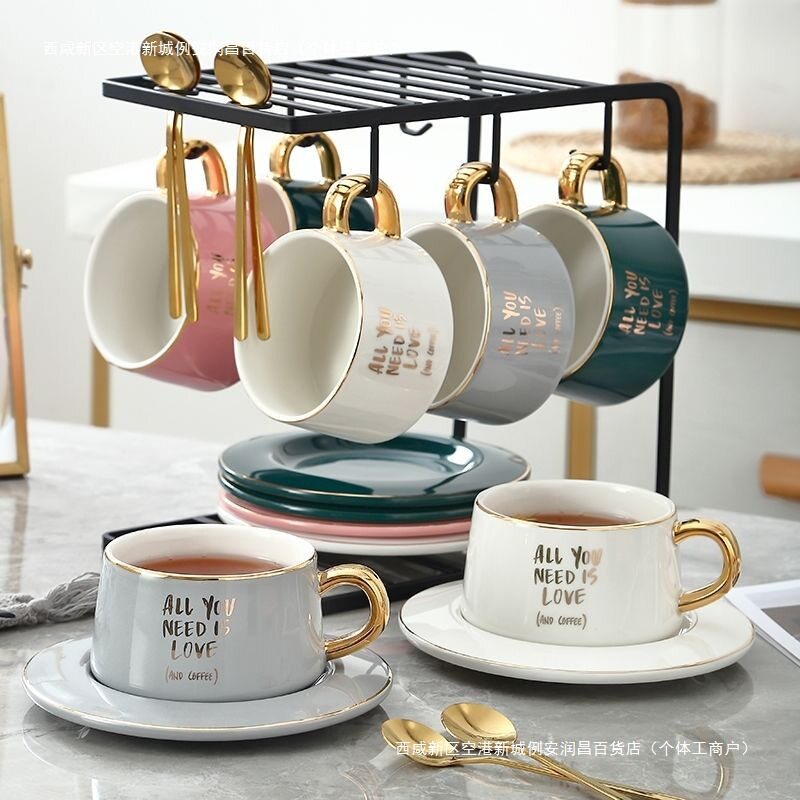 2026高档轻奢咖啡杯套装高档精致办公茶杯马克杯托盘家用杯子水杯