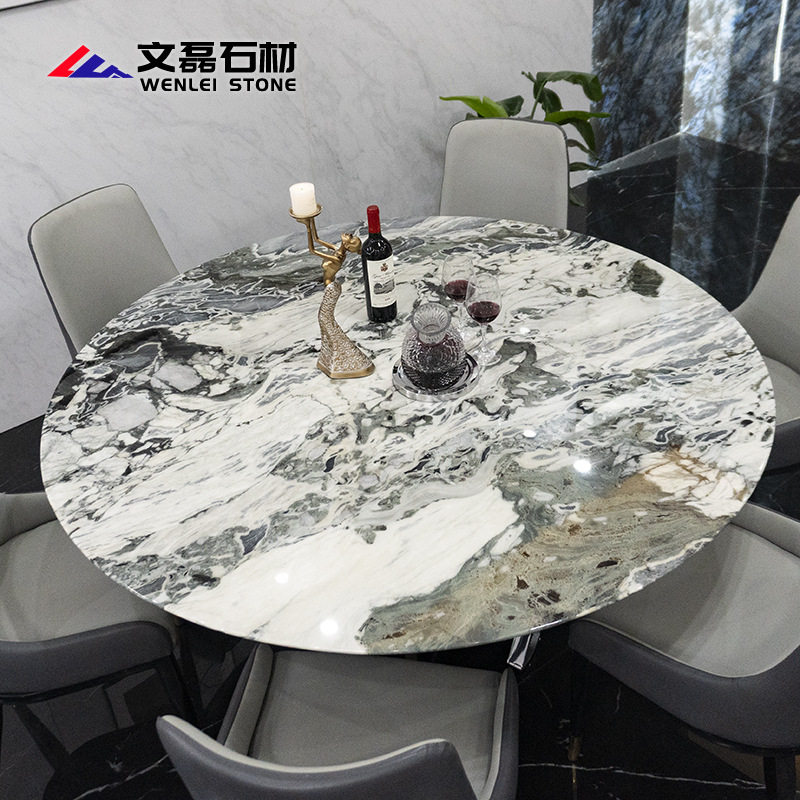 大理石餐桌板桌子整套天然奢石高端餐桌欧式意式方桌圆桌工厂直销