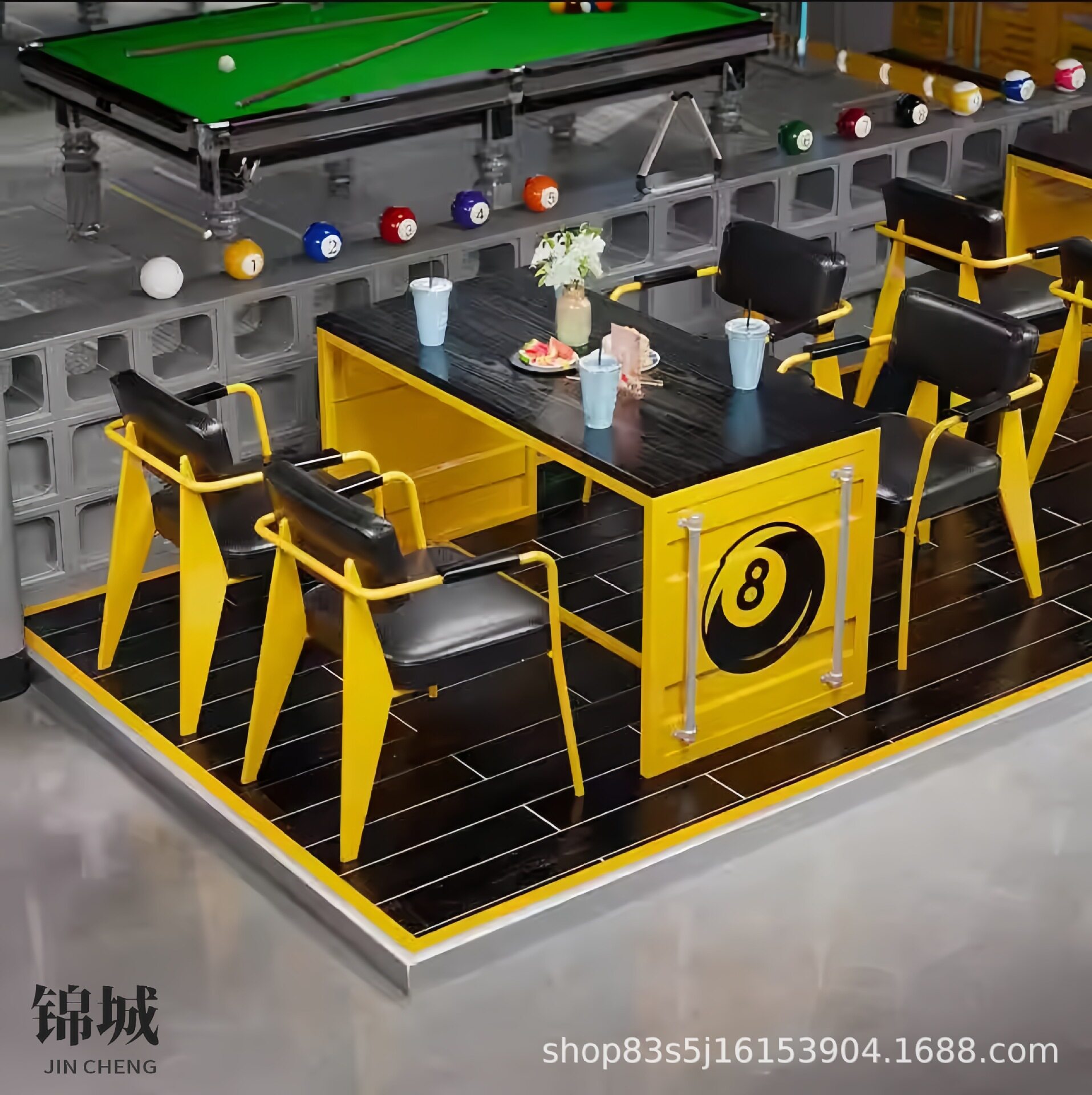 工业风餐桌椅组合铁艺创意洽谈区休息区小酒馆酒吧清吧桌椅卡座