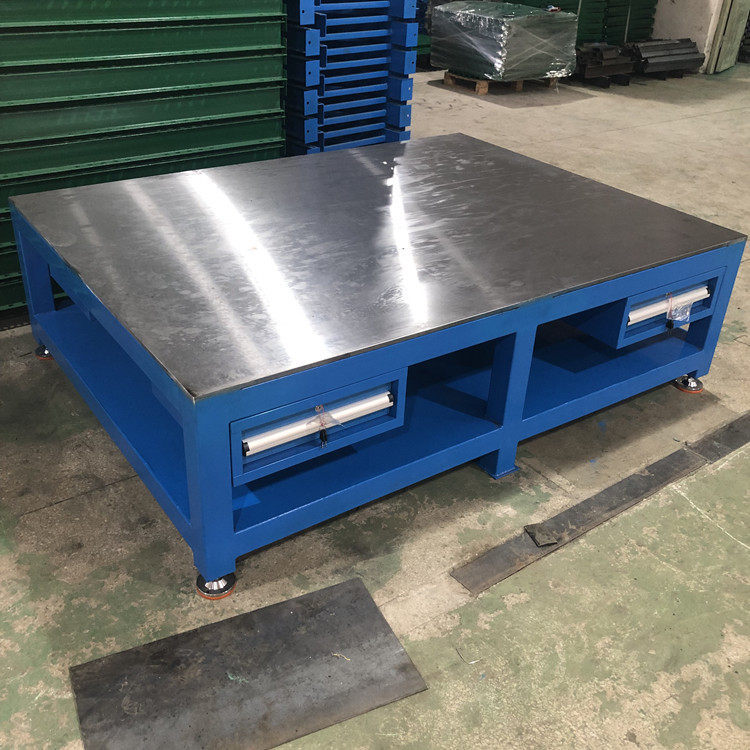 重型模具钳工工作台修模台厂家订置飞模组装钢板桌可配虎钳加抽屉