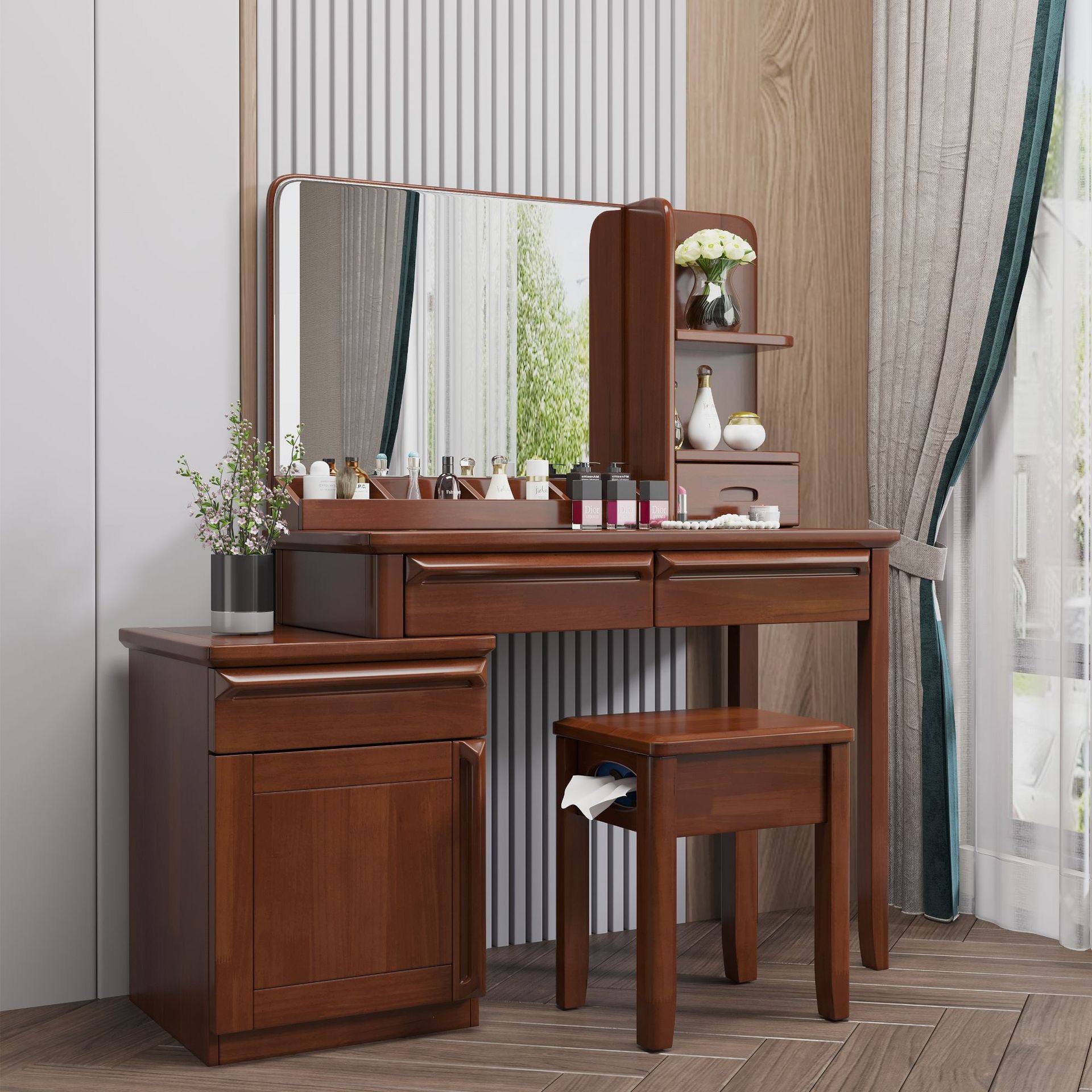 新中式实木梳妆台卧室简约现代伸缩原木女生多功能化妆桌储物收纳,电子元器件市场,电线扎带/束线带,淘宝优惠券,粉丝福利购,淘宝优惠卷
