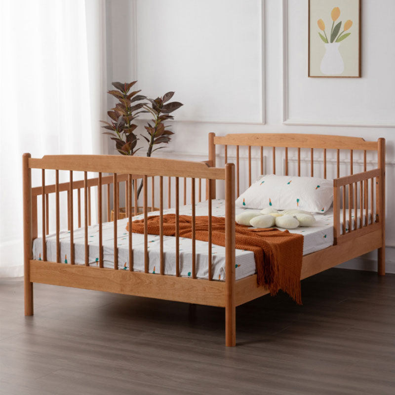 日式全实木儿童床樱桃木高护栏卧室单人床1米2黑胡桃木白橡木原木