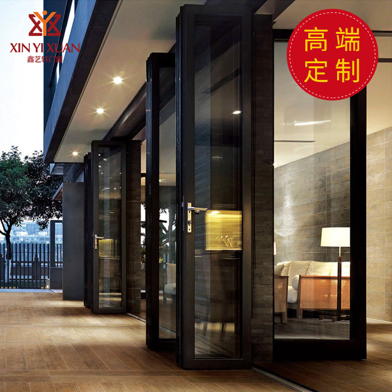 断桥铝合金重型折叠门酒店商场店铺室内钢化玻璃折叠门订置定做门