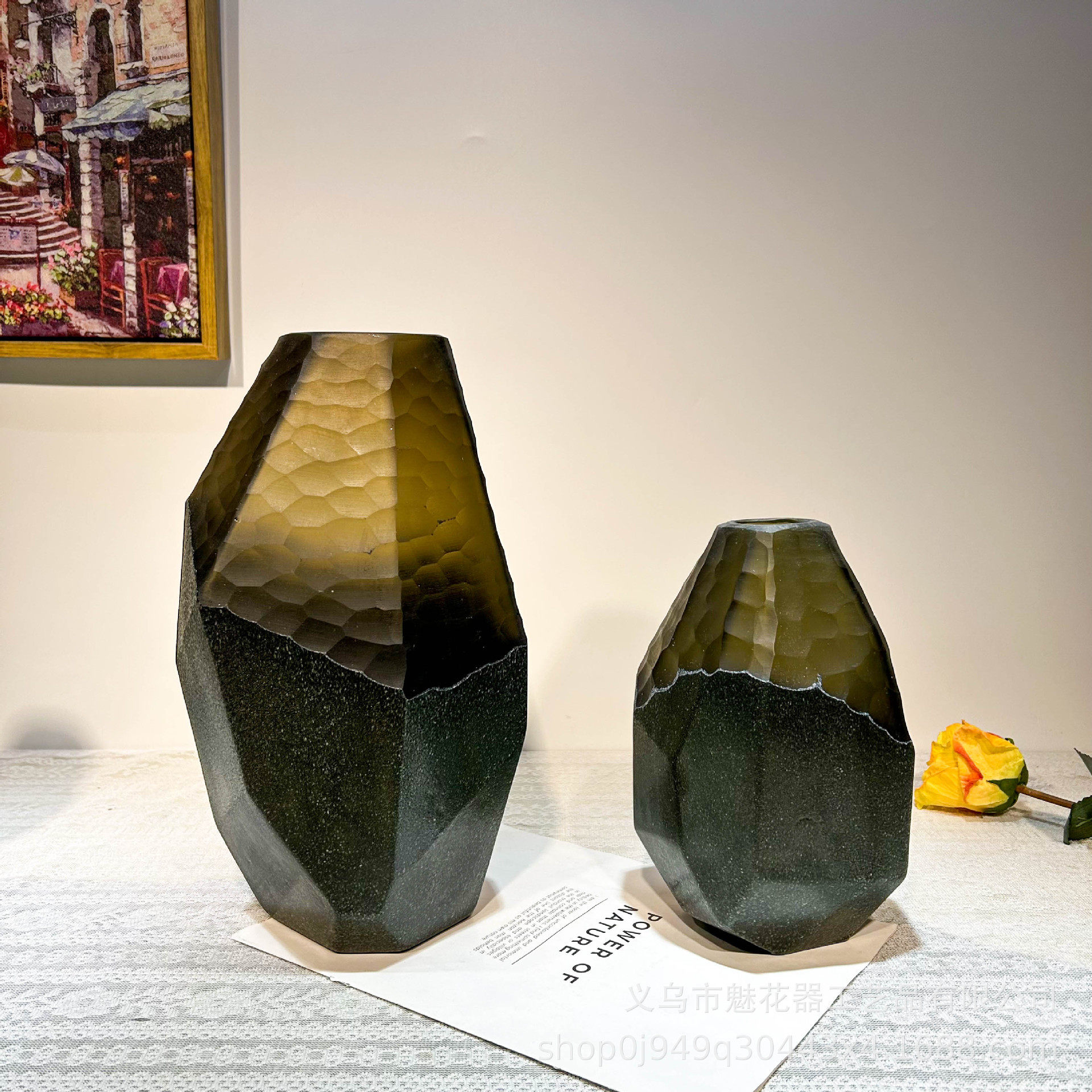 美式风创意几何磨刻手工花瓶摆件插花器样板间会议室插花高级装饰,电子元器件市场,电线扎带/束线带,淘宝优惠券,粉丝福利购,淘宝优惠卷