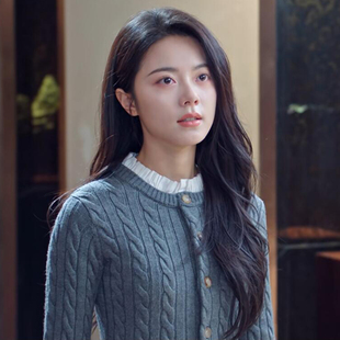 骄阳似我同款赵今麦聂曦光白灰色麻花木耳荷叶边毛衣针织开衫外套