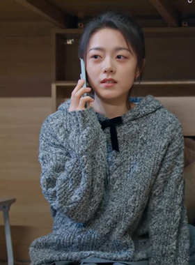 骄阳似我同款赵今麦聂曦光蝴蝶结灰色连帽卫衣毛衣针织衫宽松春秋