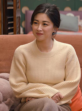 他为什么依然单身同款顾叶嘉朱珠圆领米白色毛衣针织衫上衣宽松秋
