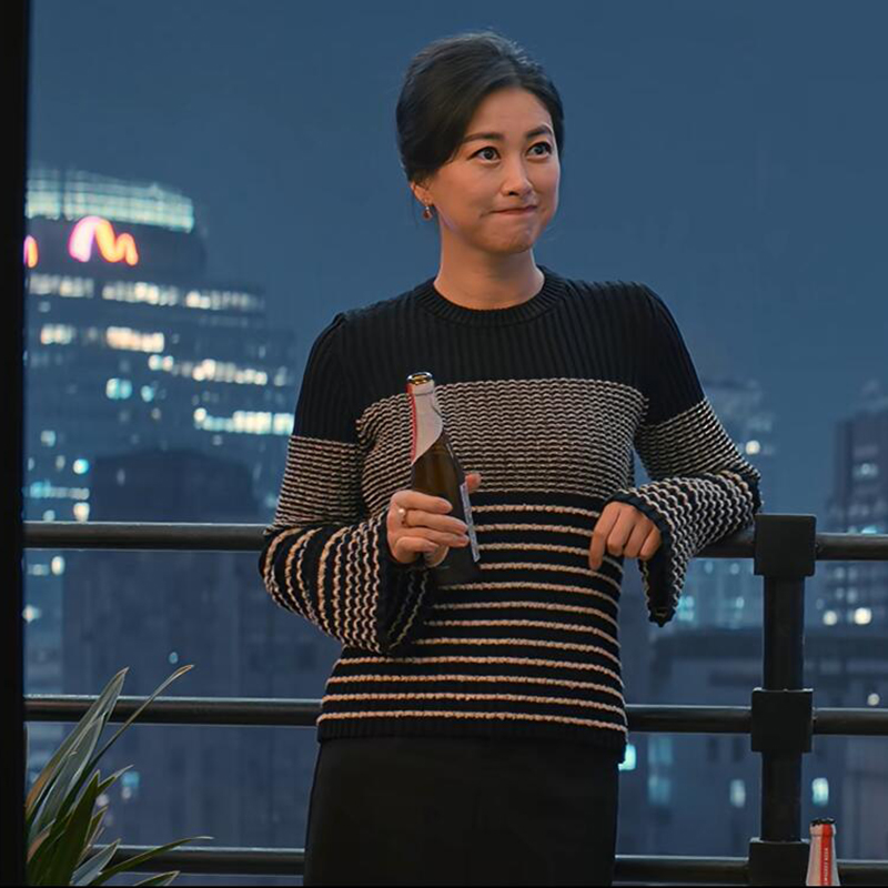 他为什么依然单身同款条纹毛衣女