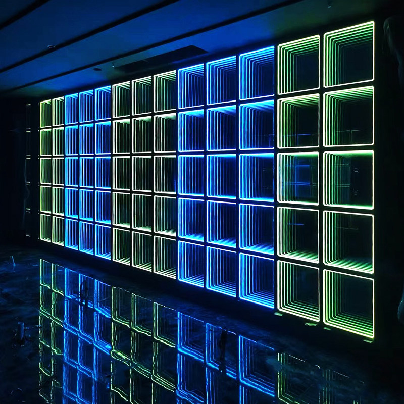 千层镜深渊镜定制网红霓虹灯发光字酒吧地砖背景墙灯箱广告牌定做