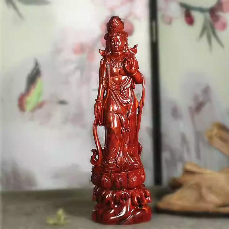 印度小叶紫檀老料观音文房摆件工艺品木雕摆件手工雕件收藏礼品
