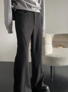 DM Tenacious cleanfit休闲黑色小众垂感西裤简约显高微喇叭裤男