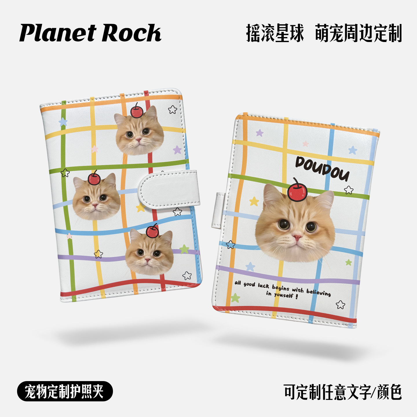 摇滚星球私宠定制宠物手绘DIY礼物护照夹多功能卡包证件保护套
