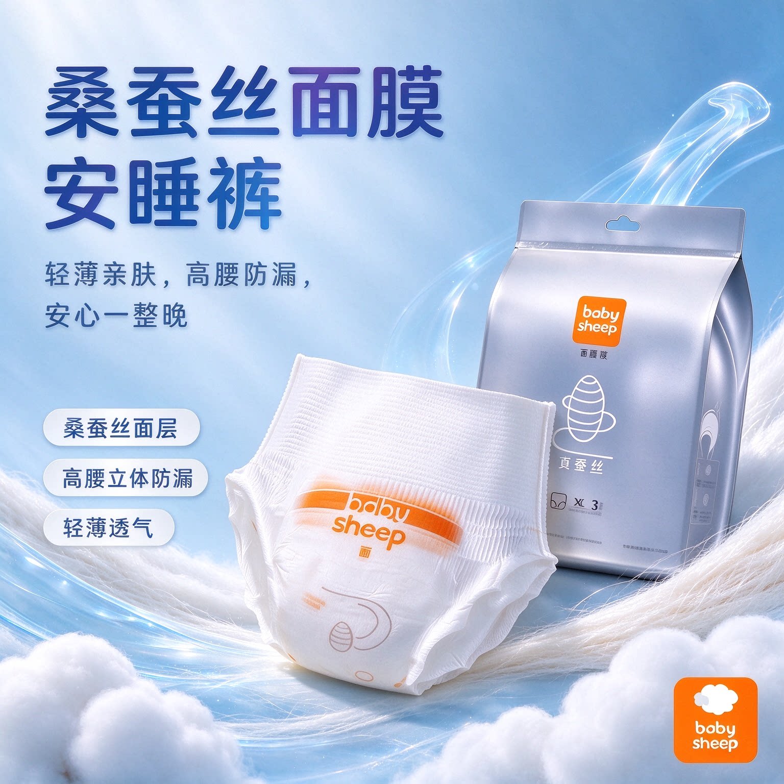 U先试用babysheep桑蚕丝安睡裤超长早安裤卫生巾姨妈面膜裤6条