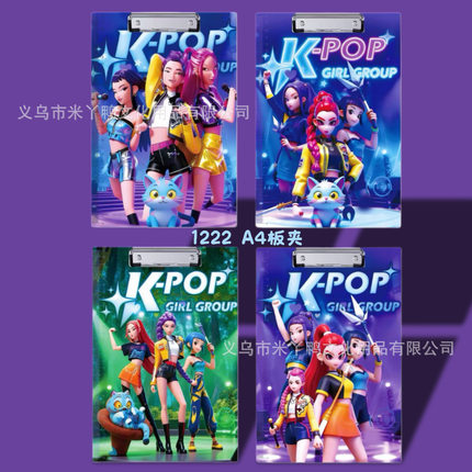 跨境kpop猎魔女团A4亚克力板夹创意卡通书写板文件夹文具小学生