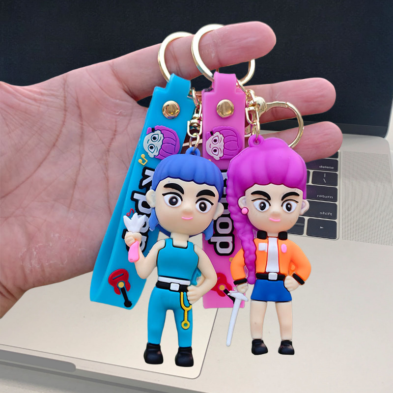 网红新款猎魔女团KPOP周边硅胶钥匙扣挂件卡通动漫周边礼品