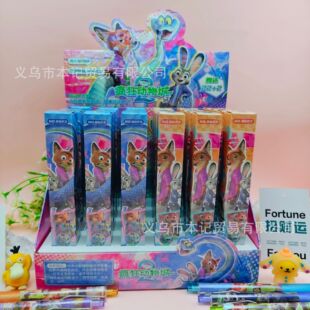新款疯狂动物城盲盒按动笔Zootopia电影周边文创卡通抽奖中性笔黑