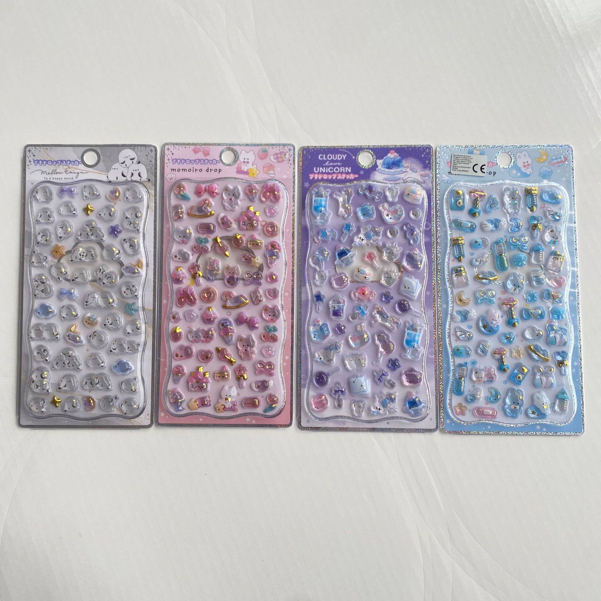 闪乐3D立体浮雕贴纸可爱卡通水晶滴胶手账装饰儿童DIY手机壳贴画