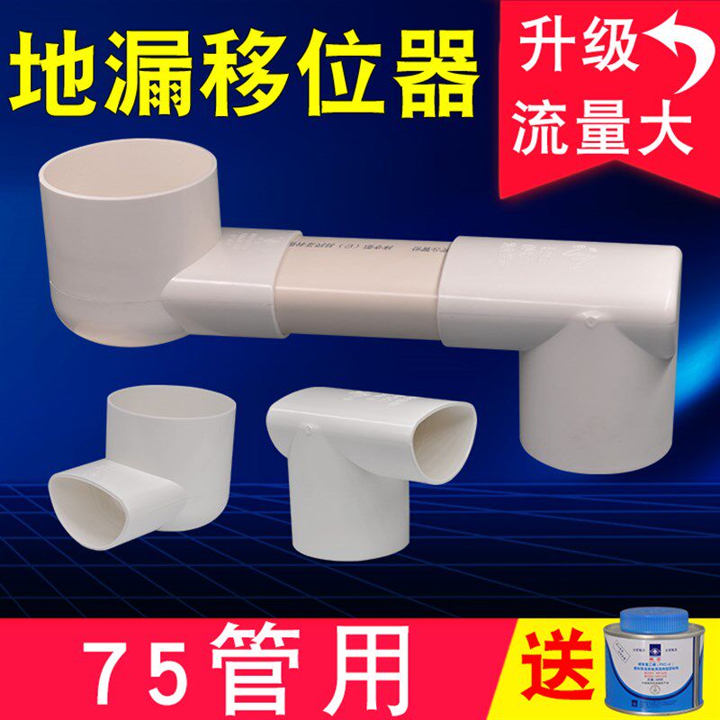 75可调长度扁管地漏移位器扁管配件阳台卫生间洗衣机脸盆下水管图片