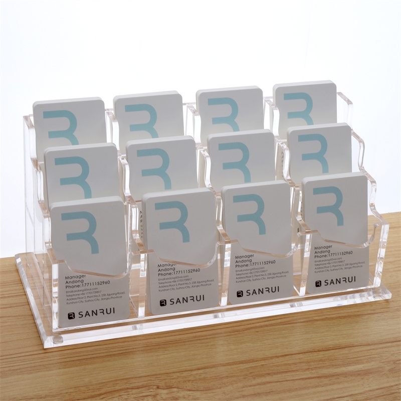 亚克力透明名片架展厅竖向名片盒多层多格桌面大容量收纳盒透明
